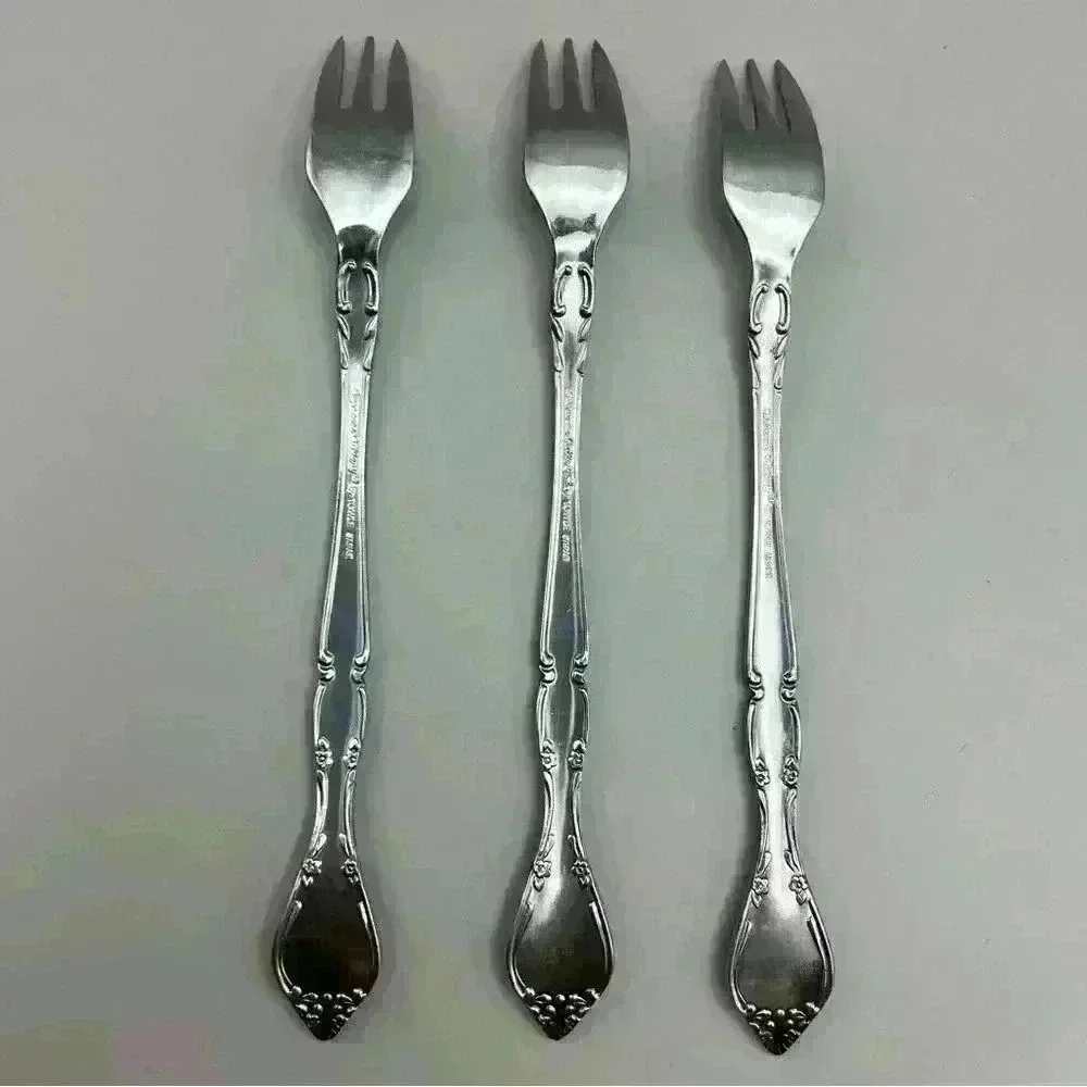 Set Of 3 Towle Supreme Cutlery 5.5” Winter Rose Cocktail/Seafood Fork Stainless